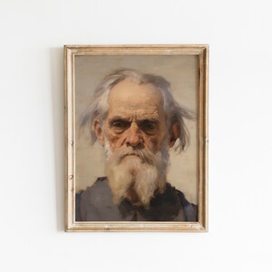 Impressionism Oil Painting of an Old Man Portrait Art Print Printable Art Vintage Portrait Dark Academia DIGITAL DOWNLOAD 19th century #171