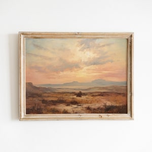 Sunset Landscape Painting Vintage Western Impressionism Art Western Painting Original Wall Art Oil Painting DIGITAL DOWNLOAD #145