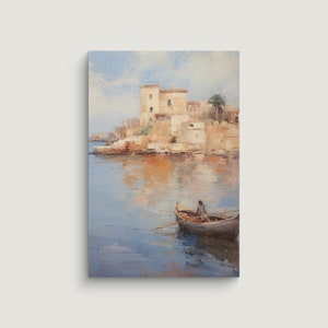 Mediterranean Impressionist Seascape ,Vintage Wall Art Print, Oil Painting, Printable Art, DIGITAL DOWNLOAD, 19th century #116