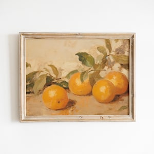 Impressionist Orange Painting Vintage Art Print Still Life Oil Painting Fruit Artwork Original Vintage Painting DIGITAL DOWNLOAD #140