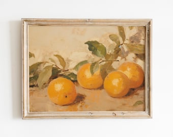 Pintura naranja impresionista Impresión de arte vintage Naturaleza muerta Pintura al óleo Arte de frutas Pintura vintage original DESCARGA DIGITAL #140