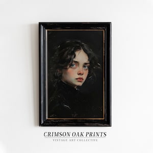 Victorian Woman Portrait Impressionist Painting Print Moody Dark Art Woman Oil Painting Printable Art DIGITAL DOWNLOAD 19th century #509
