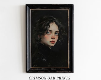 Victorian Woman Portrait Impressionist Painting Print Moody Dark Art Woman Oil Painting Printable Art DIGITAL DOWNLOAD 19th century #509