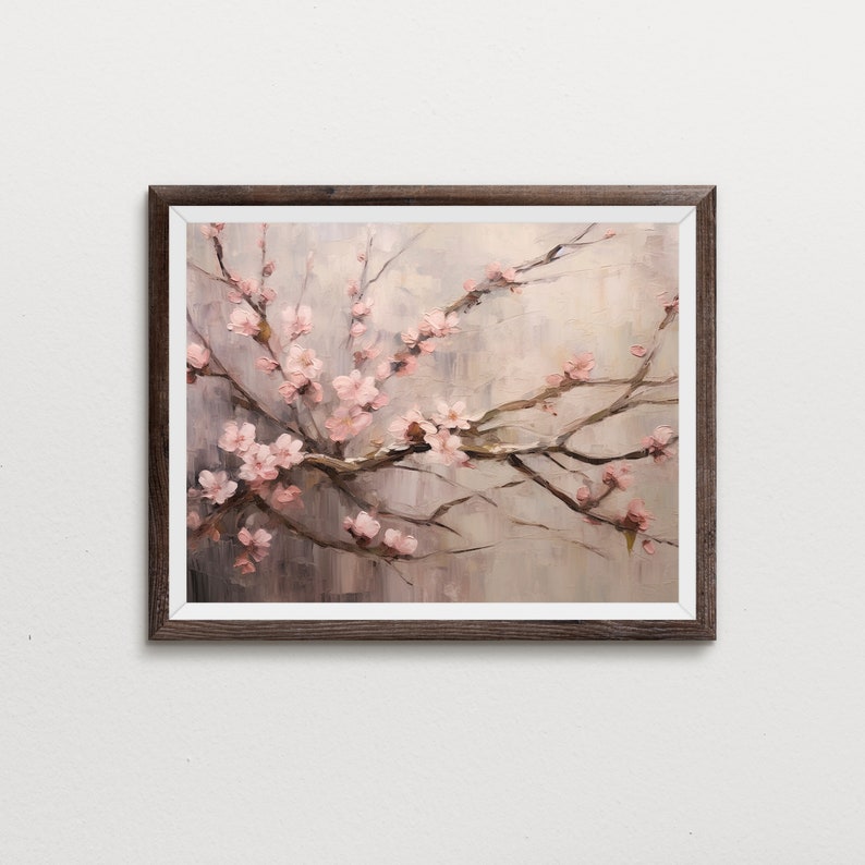 Cherry Blossom Vintage Wall Art Painting Floral Decor Original Artwork Impasto Painting Cherry Blossom Painting DIGITAL DOWNLOAD 158 image 5