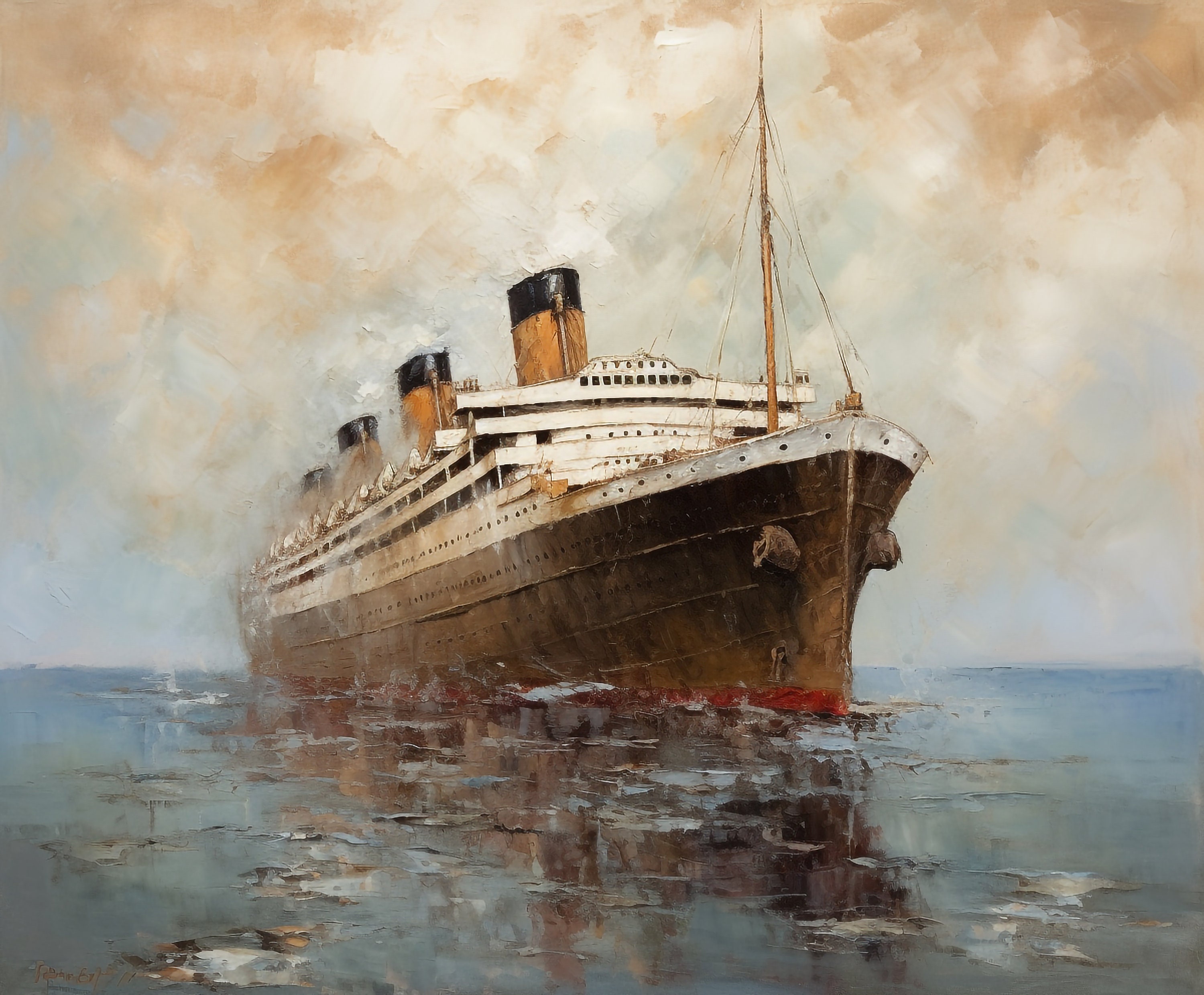 RMS Titanic Painting Vintage Wall Art Printable Art Original Etsy