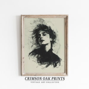 Vintage Portrait of a Woman , Vintage Wall Art Print, Woman Drawing , Printable Art Woman Sketch , DIGITAL DOWNLOAD, 19th century #525