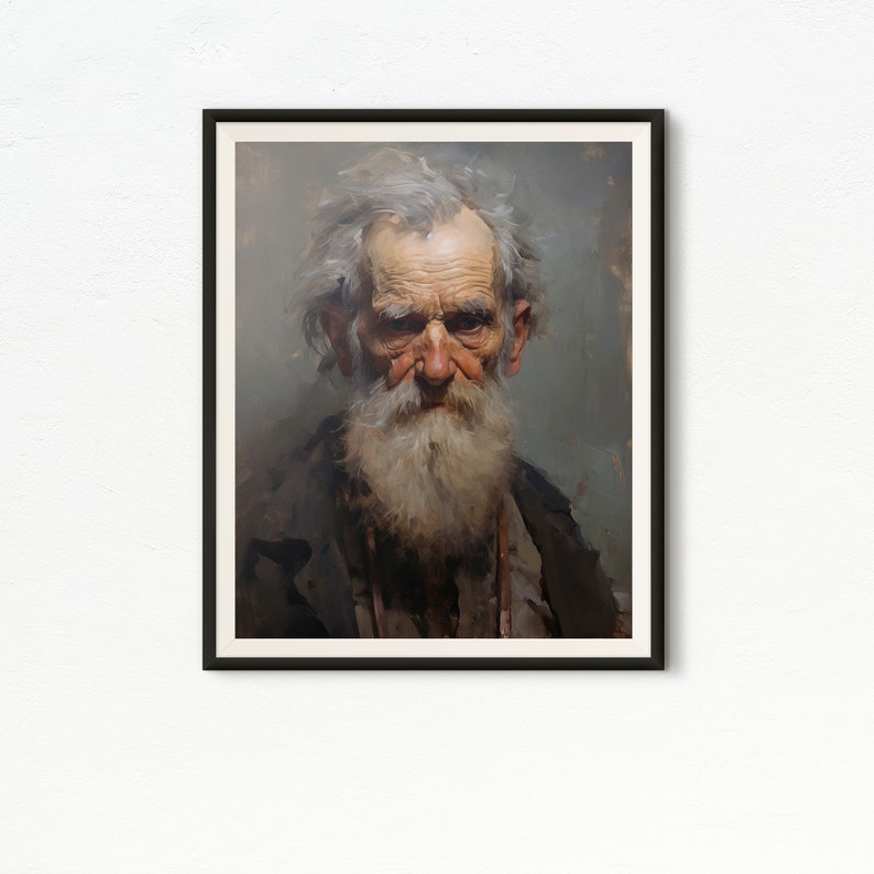 Vintage Old Man Portrait Painting Man Portrait Art Print Oil Painting ...