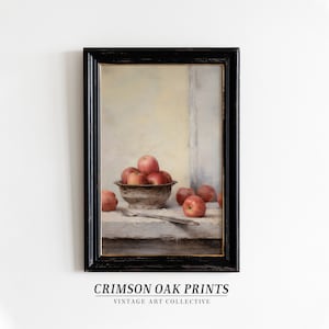 Rustic Apple Painting Still Life Art Print | Original Oil Painting Wall Art Print | Printable Art | Downloadable Print DIGITAL DOWNLOAD #119