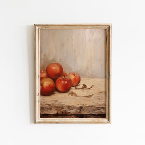 Vintage Apple Painting | Still Life Print | Original Oil Painting Wall Art Print | Printable Art | Downloadable Print DIGITAL DOWNLOAD #127