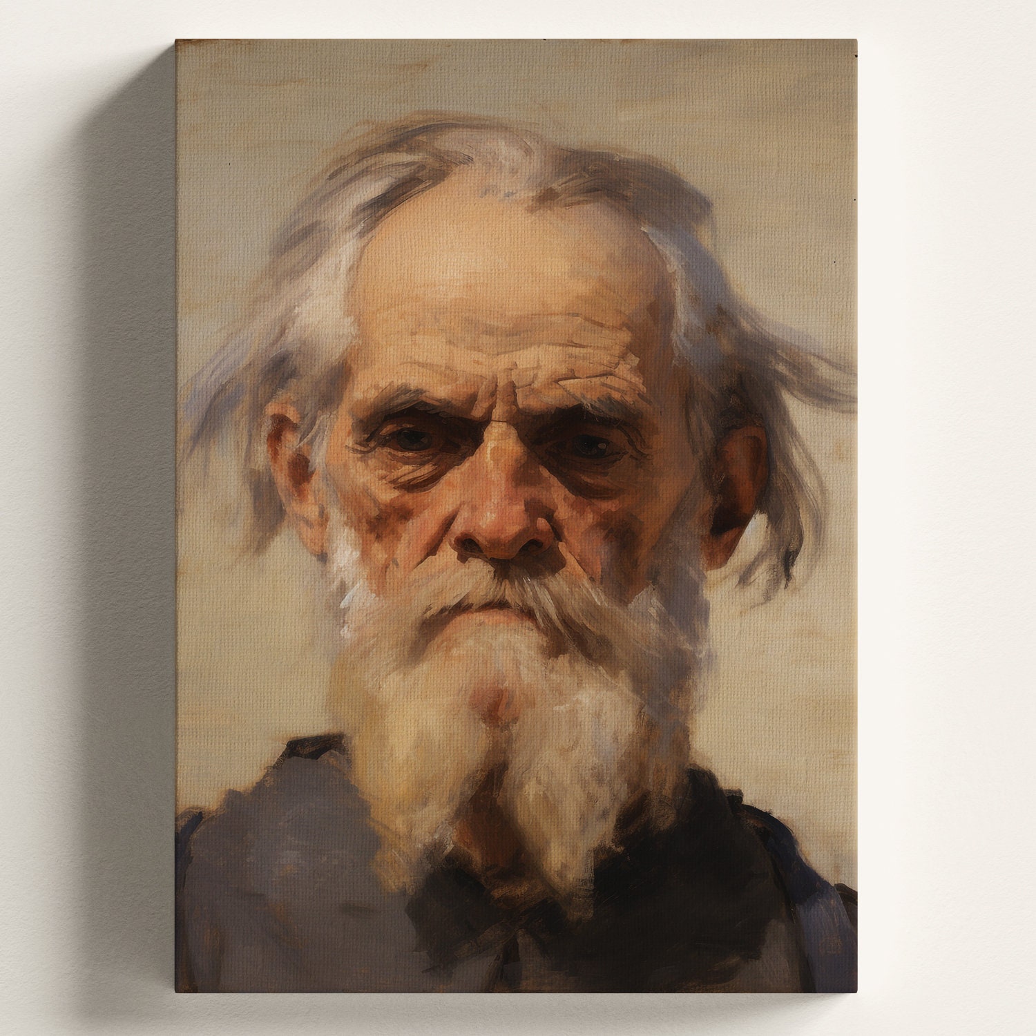 Impressionism Oil Painting of an Old Man Portrait Art Print Printable ...
