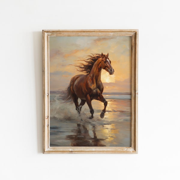 Vintage Impressionism Horse in the Sunset Painting Art Wall Art Painting Vintage Oil Painting Original Painting DIGITAL DOWNLOAD #173