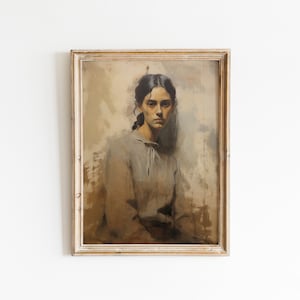 VINTAGE femme peinture portrait impressionnisme art mural peinture vintage peinture à l'huile peinture originale TÉLÉCHARGEMENT NUMÉRIQUE #131