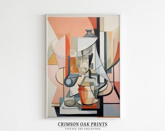 Peinture cubiste, oeuvre d'art vintage, décoration murale abstraite, impression d'art moderne, impression d'art cubiste, décoration murale abstraite, art cubiste, TÉLÉCHARGEMENT NUMÉRIQUE #217