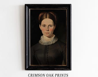 暗い雰囲気の女性の肖像画、赤い着物を着た女性のヴィンテージの肖像画