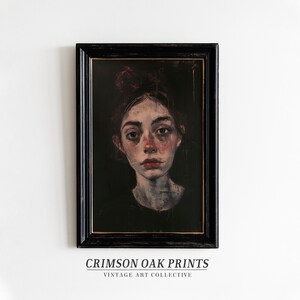 Antique Portrait Woman Impressionist Painting , Moody Artwork , Dark Academia Wall Art , Woman Portrait 19th century DIGITAL DOWNLOAD #504