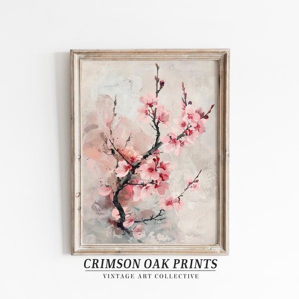 Vintage Cherry Blossom Painting , Wall Art Painting Floral Decor Original Artwork Painting Cherry Blossom Painting DIGITAL DOWNLOAD #524