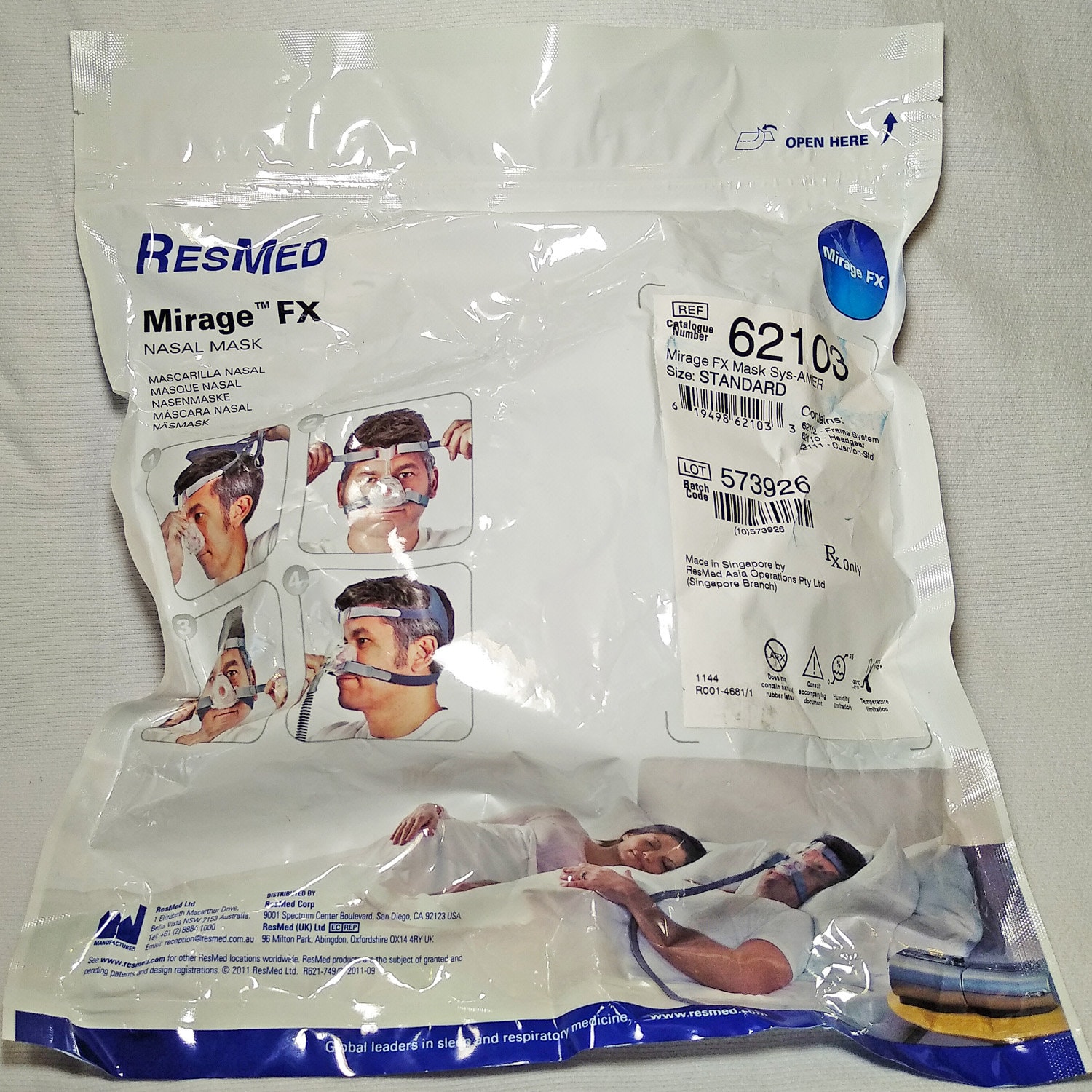 Resmed Mirage FX Nasal Mask System 62103 With Frame Headgear Cushion std BRAND NEW Etsy Australia
