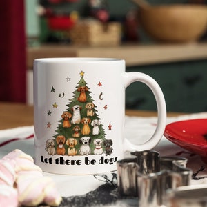 Funny Christmas Dog Coffee Mug | Funny Christmas Mug | Christmas Gift | Let There Be Dogs | Dog Illustration Mug | Holiday Mug