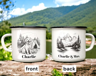 Custom Dog Mug Personalized Camp Mug for Golden Retriever Lovers Enamel Mug Golden Retriever Parents Gift for Campers Camping Gift Dog Mom