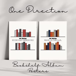 One Direction Bookshelf Album Inspired Posters, Digital Download Printable Wall Art Room Decor