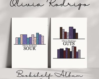 Olivia Rodrigo Bookshelf Album Inspired Posters, Digital Download Printable Wall Art Room Decor