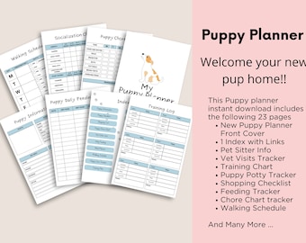 Planificador de cachorros Planificador de mascotas Lista de verificación de cachorros Planificador de cachorros imprimible Hoja de trabajo para ir al baño Rastreador de adiestramiento de cachorros Lista de verificación de horarios de cachorros PDF