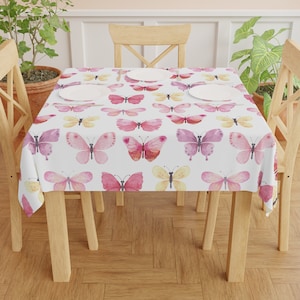 Pink Butterfly Tablecloth, Pretty Tablecloth, Table Cloth, Summer tablecloth, Butterfly Design, Kitchen Table, Pink Tablecloth, Cute cloth