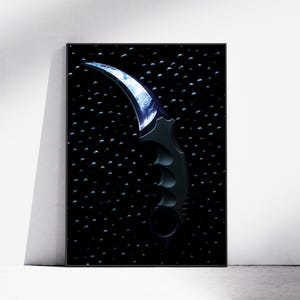CS2 Karambit Black Pearl Art – Gamer Framed Print