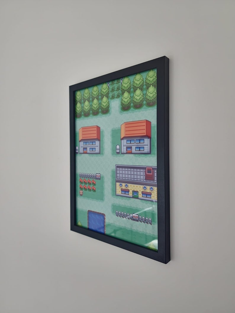 Pokemon Map Pallet Town Framed Print Poster / Pokemongift Games Room ...