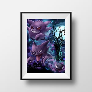 Gengar Evolution Dark Art Framed Print