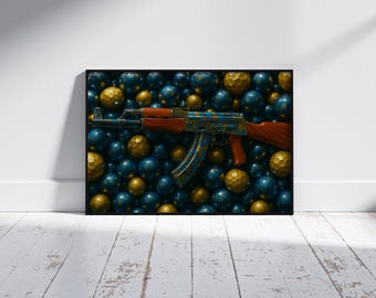 Lámina artística endurecida de AK47 CS2 – Decoración de pared para gamers
