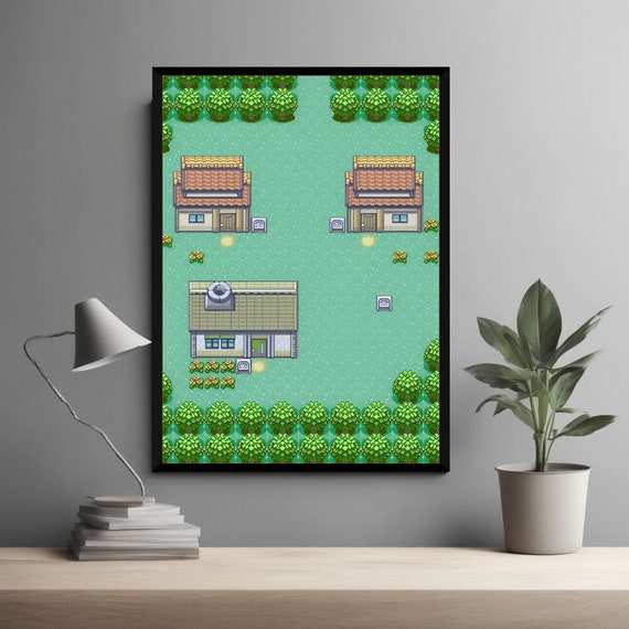 Pokemon Map Littleroot Town Framed Print Poster / Pokemongift