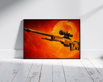 Counter-Strike 2 Dragon Lore Framed Print – Gamer Wall Decor