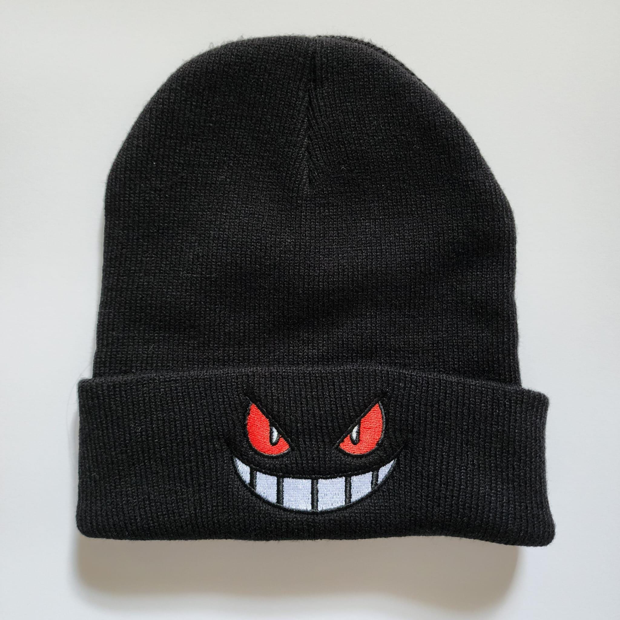 Bonnet Pokémon Gengar Noir - Broderie Souriante - Taille Unique Adulte - Neuf Sans étiquettes