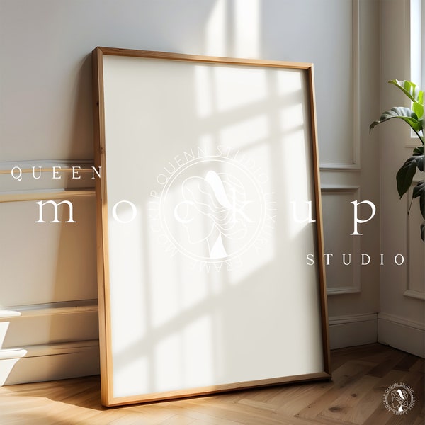 DIN A4 Wood Frame Photoshop Mockup Template in Interior Mid-Century Room Scene, 8x11 PSD  Frame Mockup for Poster and Art Prints Design