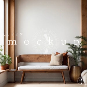 Empty Boho Wall Showcase, White Wall Empty Room Mockup, Sleek Modern Wall Template, Artistic Blank Wall Scene, Blank Wall Frame Mockup