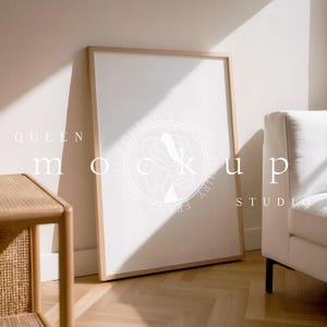 DIN A Leaning Wood Frame Photoshop Mockup Template in Interior Room Scene, 8x11 PSD  Frame Mockup for Poster and Art Prints Design, Mockup