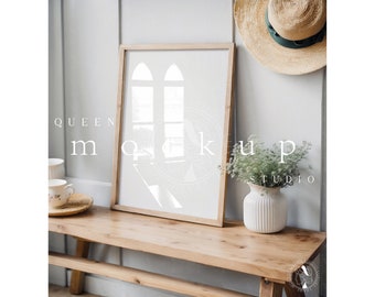 Boho Wood Frame Mockup: DIN A, 8x11 PSD (Digital Download)