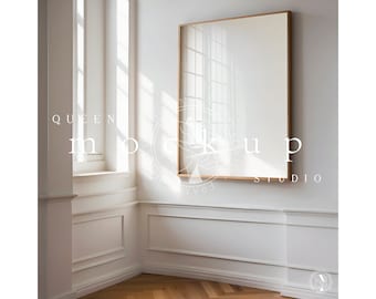 Mid-Century Room Scene: DIN A4 Wood Frame Mockup (PSD)