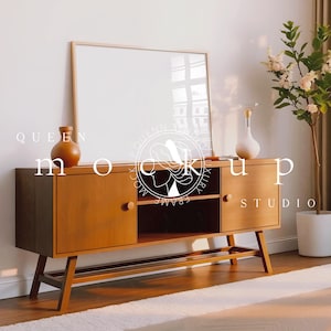 Wood  Frame Mockup, Interior Frame Mockup, 4x3 Frame Mockup, 4x3 Photoshop Mockup, Digital Frame Mockup For Print, Landscape PSD Mockup