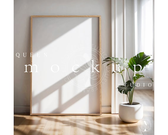 Natural Light Frame Mockup: Wood A4 Poster Mockup (Digital Download)