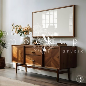 Samsung TV Frame Mockup: 16x9 Landscape Wood Frame (PSD & JPG)