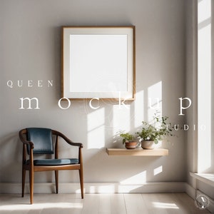 Frame Mockup, Wood Frame Mockup, Square Style Frame Design, Wooden Poster Frame, Smart Object Art Mockup, Mockup, Interior Frame Mockup