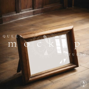 Rustic Wood Frame Mockup: Antique Poster Display (PSD & JPG)