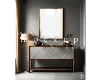 Rustic Wood Interior Frame Mockup: DIN A Size Art Display (PSD & JPG)