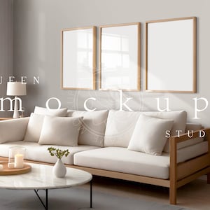 Interior Frame Mockup,  Frame Mockup, 3 Wood Mockup Frame, Poster Frame Mockup, Print Frame Mockup, Modern Frame Mockup, DIN A , Queen