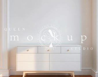 Blank Wall Living Room Mockup: Modern Interior Scene (JPG File)