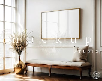 Wood  Frame Mockup, Interior Frame Mockup, Frame Mockup, DIN A4 Photoshop Template, Horizontal Frame Mockup, Digital Frame Mockup, a4 Frame