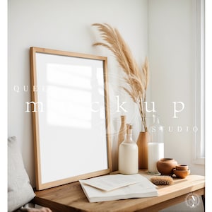 Vertical Frame Mockup: DIN A, Leaning Wood Frame (PSD, JPG)