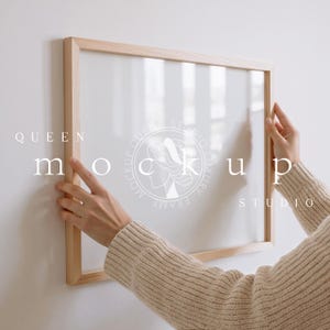 DIN A Hand Frame Mockup: Horizontal Display, Simple Wooden Frame Art Template (PSD, JPG )